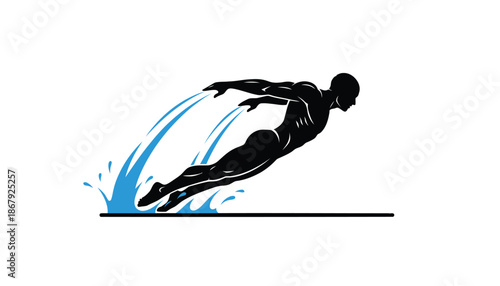 Swimmer Diving into Water with Splash