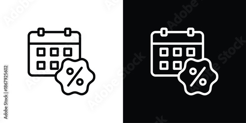 Sale Date Icon Set Black And White