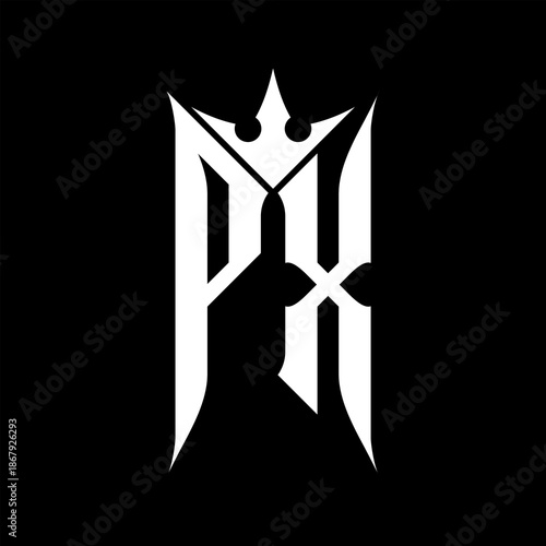 PX Elegant White Logo on Black Background