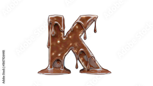 Chocolate letter K dripping with melted chocolate