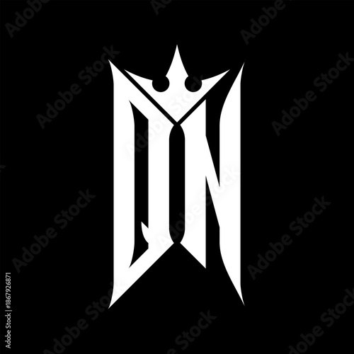 QN Elegant White Logo on Black Background