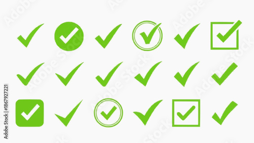 yes and no buttons Green Check Mark Vector Icon Set – Tick Symbol for Approval, Checklist, Confirmation