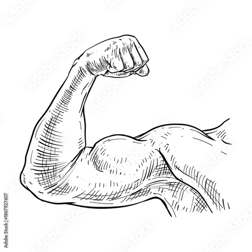 biceps muscle vector line art hand drawn illustration