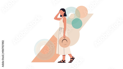 Modern Geometric Abstract Woman Summer Fashion Illustration