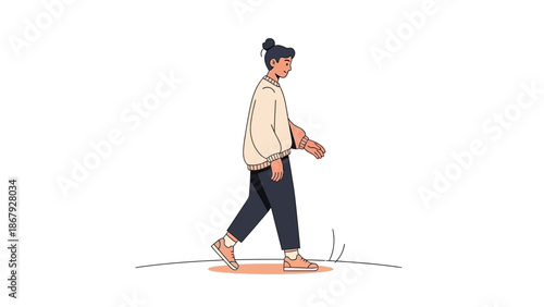 Modern Person Walking Outdoors Animated Style Illustration