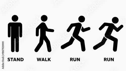 vector silhouettes of people Man Standing Walking Running Icon Set – People Movement Vector Illustration