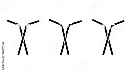 Reusable black straws with striped details