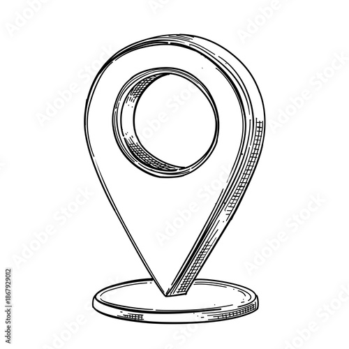 Location pin vector line art hand drawn illustration
