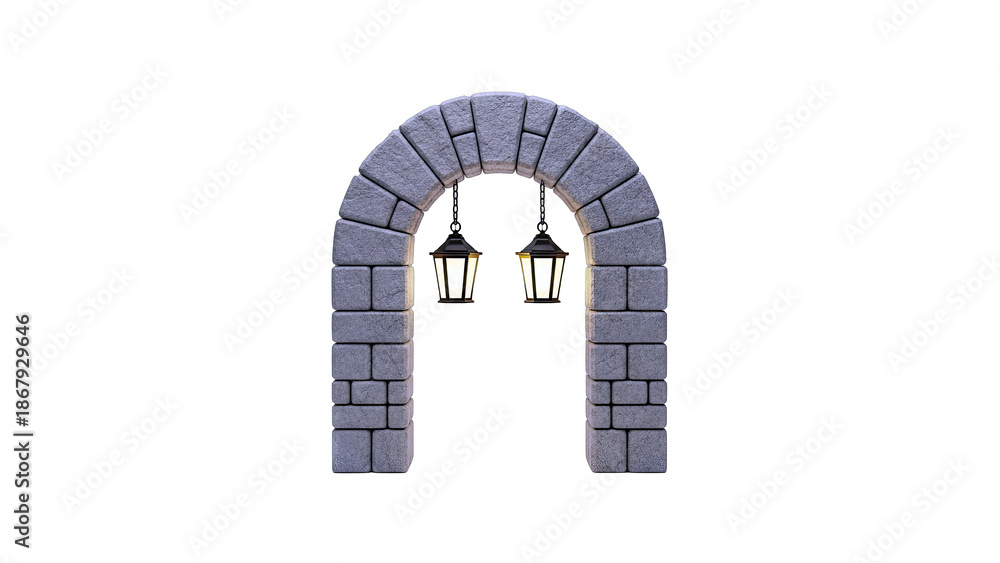 Fototapeta premium Stone Archway with Hanging Lanterns