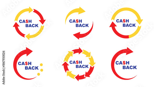 Cash back rewards icons in circular arrow designs