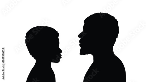 Silhouettes of two men facing each other
