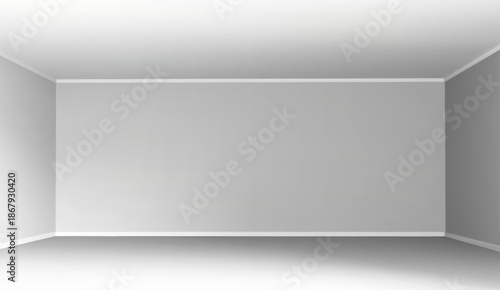 Soft gray studio room background with window with light from window, without any textures vector background.