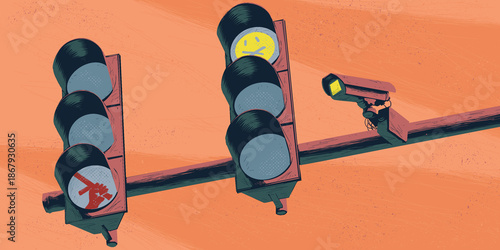 Tableau sur toile Conceptual illustration about surveillance, control and loss of privacy