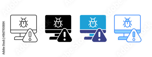 Malware icon set multiple style collection
