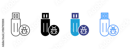 Infected USB icon set multiple style collection