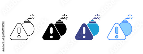 Threat icon set multiple style collection