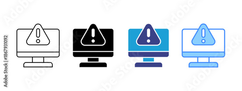 Warning icon set multiple style collection