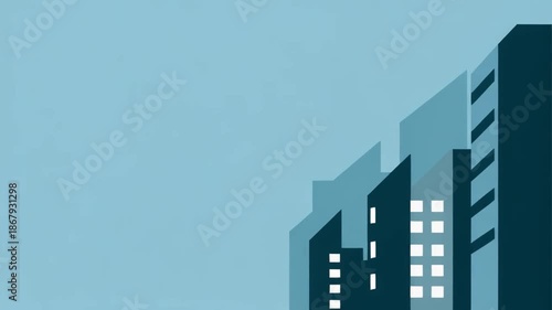 Modern abstract illustration depicting stylized city buildings with sharp geometric lines