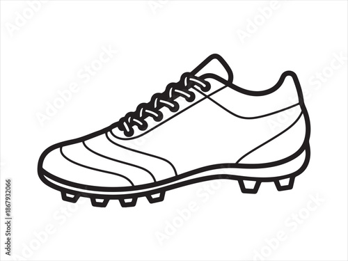 Football shoe outline icon with cleats vector illustration