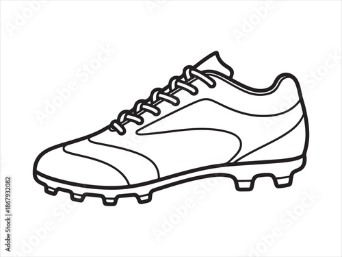 Football shoe outline icon with cleats vector illustration
