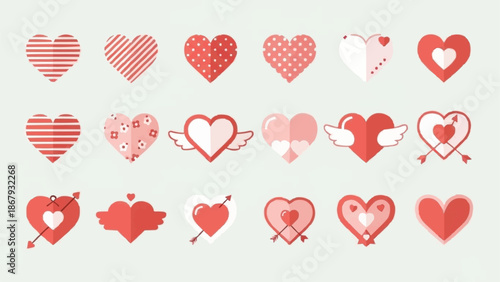 Collection of Valentines Day Heart Icons and Symbols.