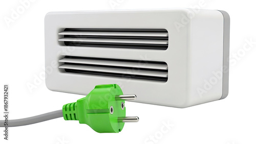 White Electric Heater with Green Plug