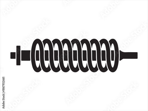 Damper silhouette, Damper icon vector silhouette, Motorcycle Shock Absorber, Auto Part, Suspension System, Black Silhouette vector