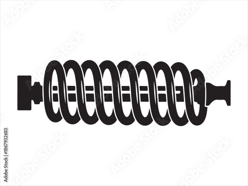 Damper silhouette, Damper icon vector silhouette, Motorcycle Shock Absorber, Auto Part, Suspension System, Black Silhouette vector