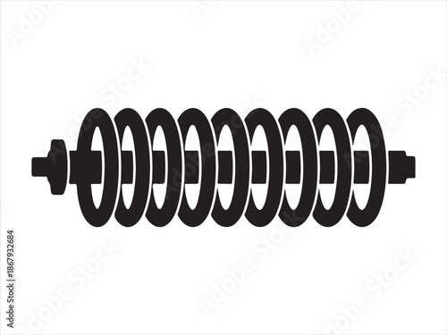 Damper silhouette, Damper icon vector silhouette, Motorcycle Shock Absorber, Auto Part, Suspension System, Black Silhouette vector