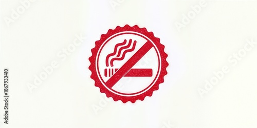 No Smoking Symbol: A circular emblem clearly conveys a strong message against smoking, featuring a crossed-out cigarette and wisps of smoke within a distinctive badge. 