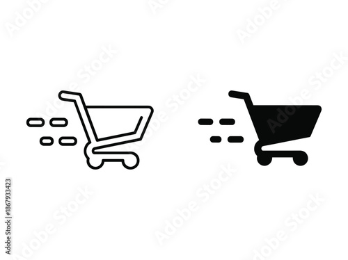Shopping cart icon moving fast