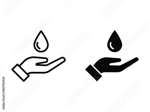 Hand holding water droplet icon