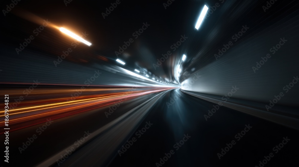 Fototapeta premium Tunnel night speed