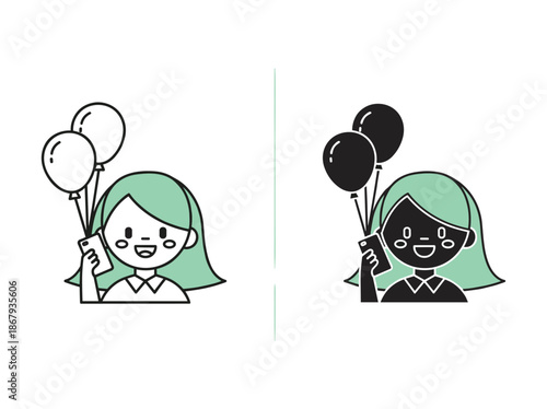 Happy girl holding balloons in hand