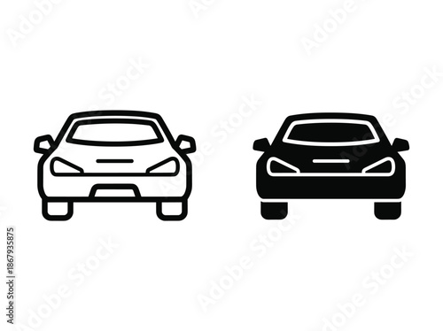 Simple car illustration with white and black color