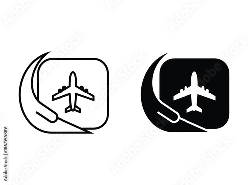 Airplane logo design with hand protection concept