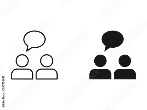 People discussing with speech bubbles