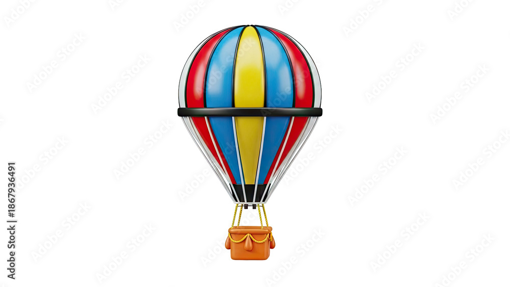 Fototapeta premium Colorful Hot Air Balloon with Orange Basket