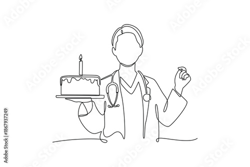 National Doctor Day Concept. Single line draw design. Vector graphic illustration