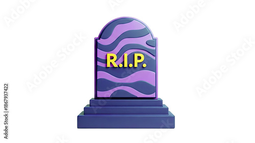 Stylized R.I.P. Tombstone with Purple Wavy Design