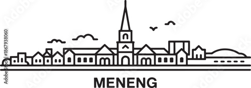 Meneng town skyline outline travel landmark silhouette architecture design europe