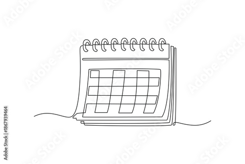 Desk calendar representing time planning. Time Management concept. Single line draw design. Vector graphic illustration