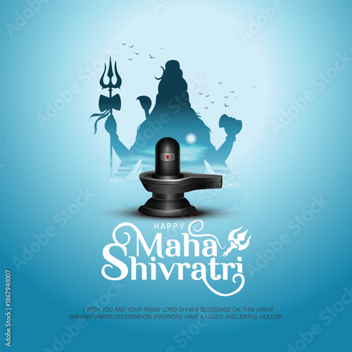 happy maha Shivratri with shiv ling, a Hindu festival celebrated of lord shiva night, english calligraphy. abstract vector illustration design