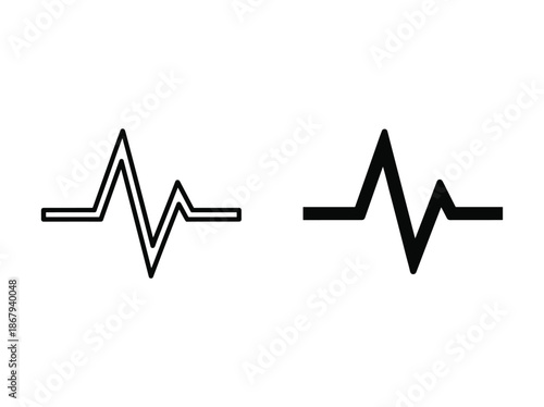Heartbeat icon set on white background