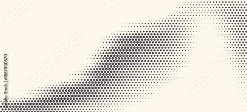Hexagon Shapes Vector Abstract Geometric Technology Oscillation Wave Isolated on Light Background. Halftone Hex Retro Simple Pattern. Minimal 80s Style Dynamic Tech Wallpaper