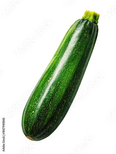 Straight, vibrant green zucchini with speckled texture against a dark background