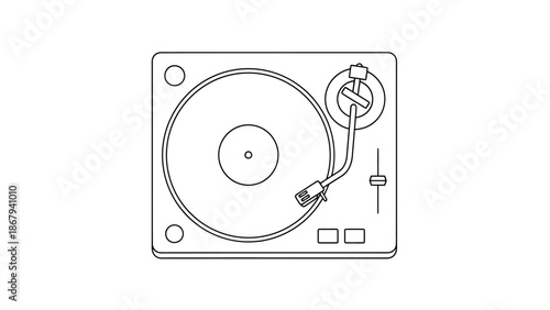 Turntable Outline For Music Playback And Sound Recording