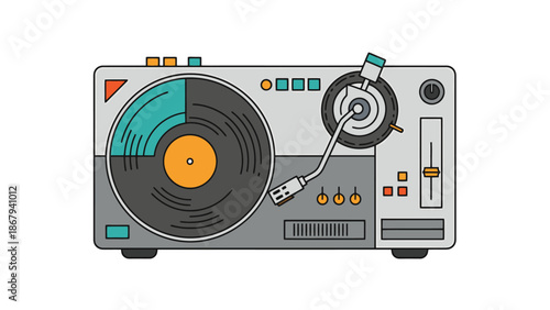 Flat Design Turntable Device for Scratching and Mixing Music
