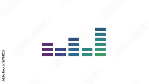 Audio Level Meter Display Bars with Gradient Colors on White Background