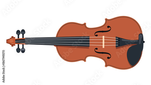 Classic String Instrument with Bow Rest and Tuning Pegs Musical Stringed Instrument Isolated Object on White